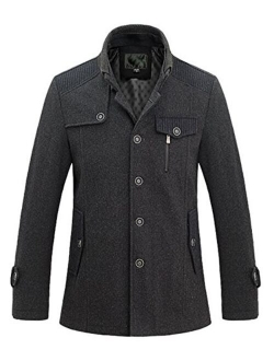 Men's Fashion Single Breasted Wool-Blend Sherpa Lined Insulated Pea Coats