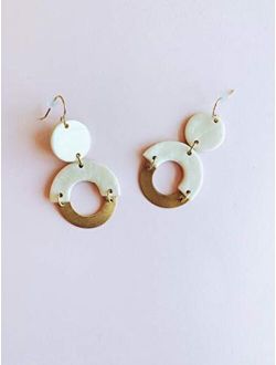 Yara Khuri Designs Handmade White Clay and Brass Dangle and Drop Earrings