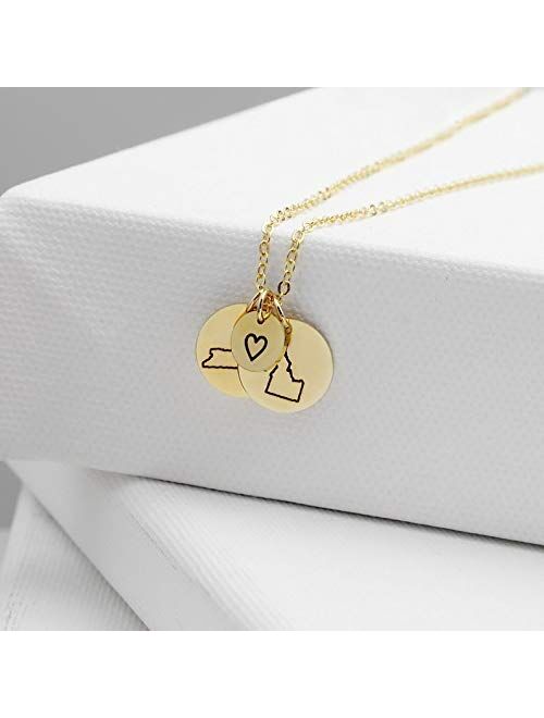 MignonandMignon Best Friend Gifts Graduation Gift Personalized gift For Women Long Distance Friendship Jewelry State Necklace Charm Necklaces Custom Necklace Name Necklac