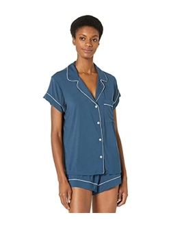 Eberjey Gisele Classic Women's Pajama Set | Short Sleeve Button Down Shirt w Front Pocket, Shorts w Elastic Waist