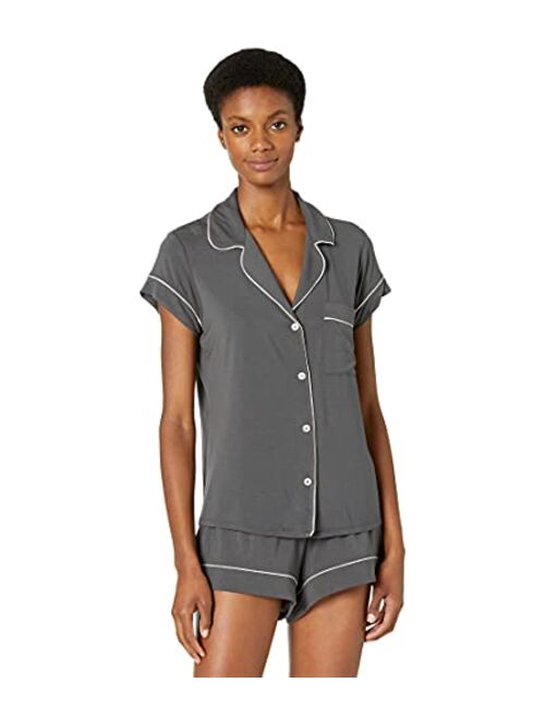 Eberjey Gisele Classic Women's Pajama Set | Short Sleeve Button Down Shirt w Front Pocket, Shorts w Elastic Waist