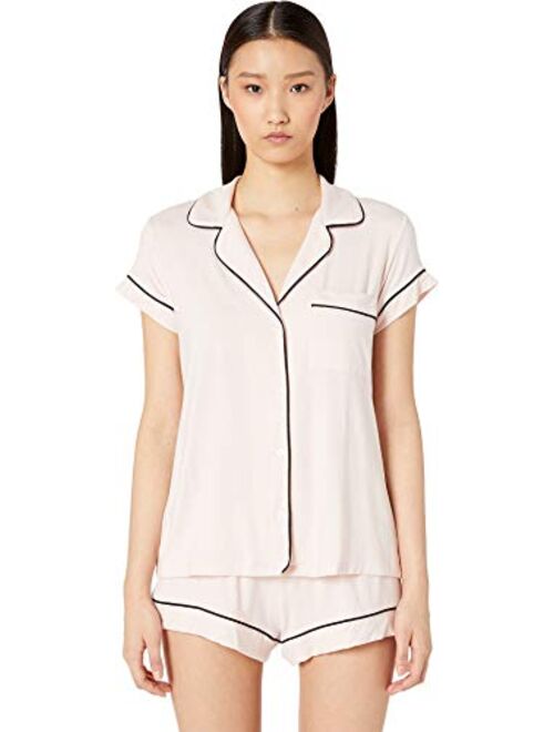 Eberjey Gisele Classic Women's Pajama Set | Short Sleeve Button Down Shirt w Front Pocket, Shorts w Elastic Waist