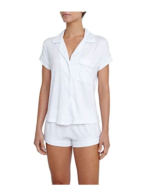 Eberjey Gisele Classic Women's Pajama Set | Short Sleeve Button Down Shirt w Front Pocket, Shorts w Elastic Waist