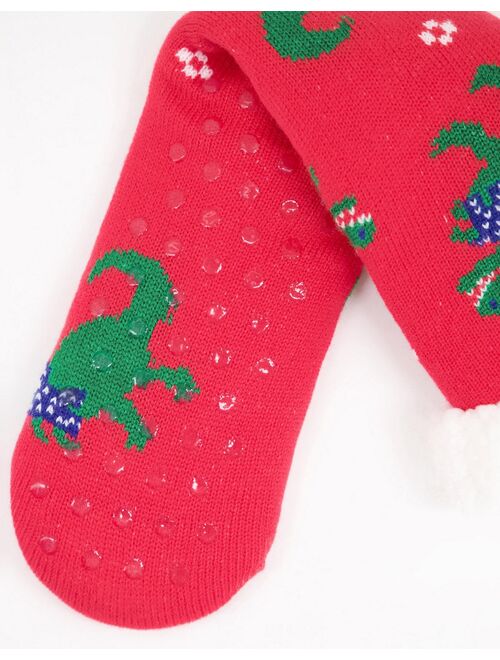 Asos Design Slipper sock with xmas dinosaurs