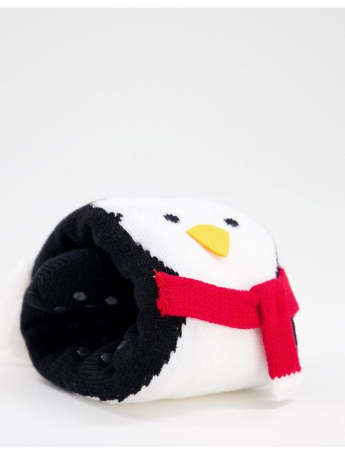 Asos Design Slipper crew socks with Xmas penguin in scarf design