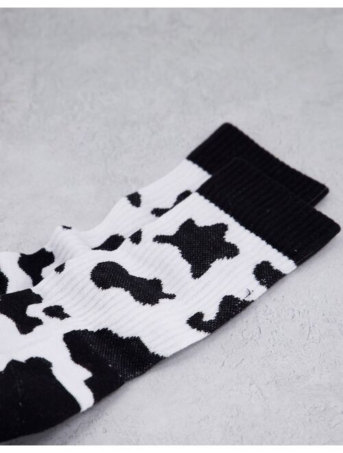 Asos Design cow design print sports crew sock