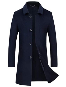 Men's Gentle Single Breasted Regular Fit Unlined Wool Blend Midi Pea Coat