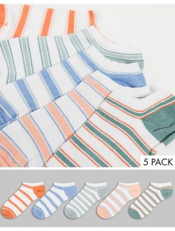 striped pastel sneaker socks 5 pack
