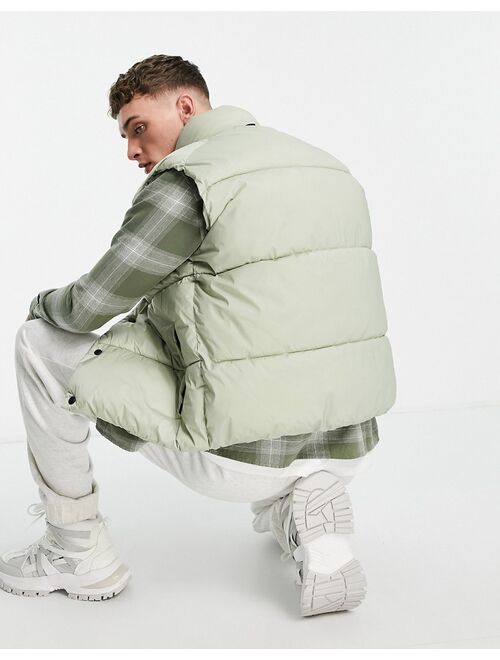 Bershka puffer vest jacket in khaki