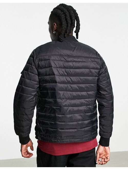 Bershka quilted puffer in black