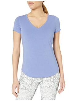 Women's Soft Pima Cotton Stretch V-Neck Yoga Short Sleeve T-Shirt (XS-3X)