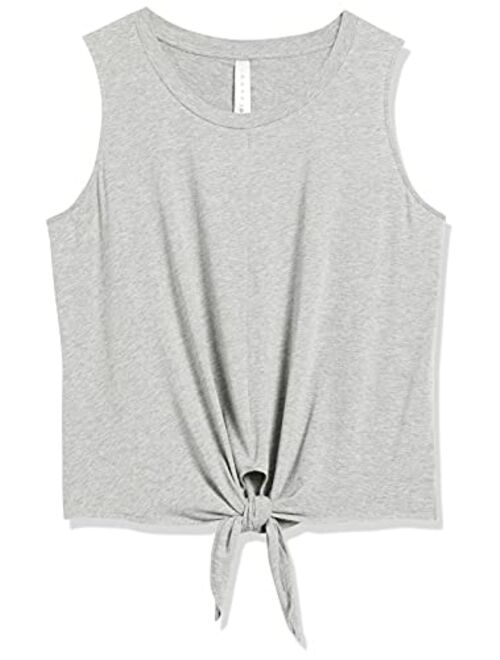 Core 10 Women's Soft Pima Cotton Stretch Yoga Front-tie Sleeveless Tank