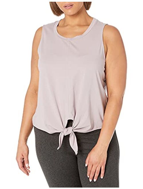 Core 10 Women's Soft Pima Cotton Stretch Yoga Front-tie Sleeveless Tank