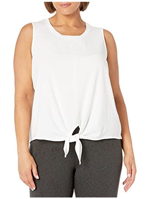 Core 10 Women's Soft Pima Cotton Stretch Yoga Front-tie Sleeveless Tank