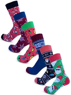 Bolter Bolter 6 Pack Men's Christmas Socks Crew Height Dress Socks