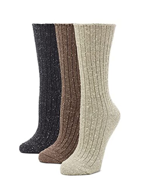 HUE womens Tweed Ribbed Boot Sock, 3 Pair Pack