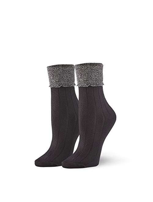 HUE Women's Scalloped Turncuff Sock 3 Pair Pack