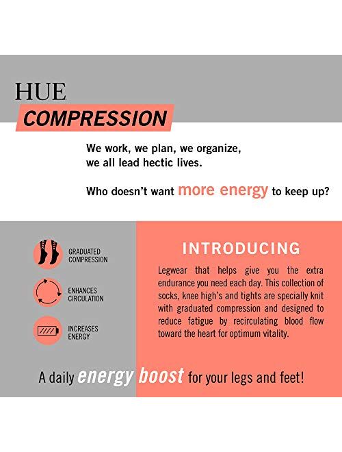 HUE womens Graduated Compression Sheer Knee Hi Sock