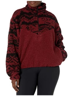 by Reebok Women's Cozy Quarter-Zip Oversized Sherpa Jacket