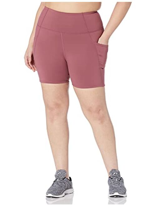 Amazon Brand - Core 10 Women's (XS-3X) All Day Comfort High Waist Yoga Short with Side Pockets - 5”