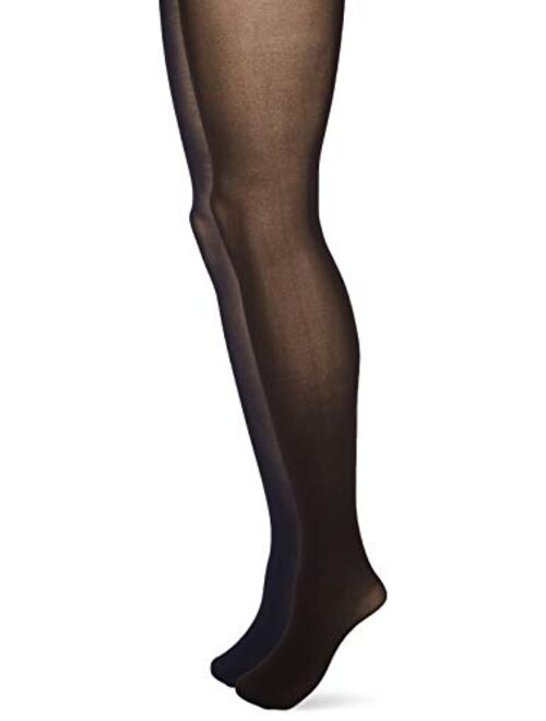 HUE womens Opaque Tights With Control Top 2 Pack