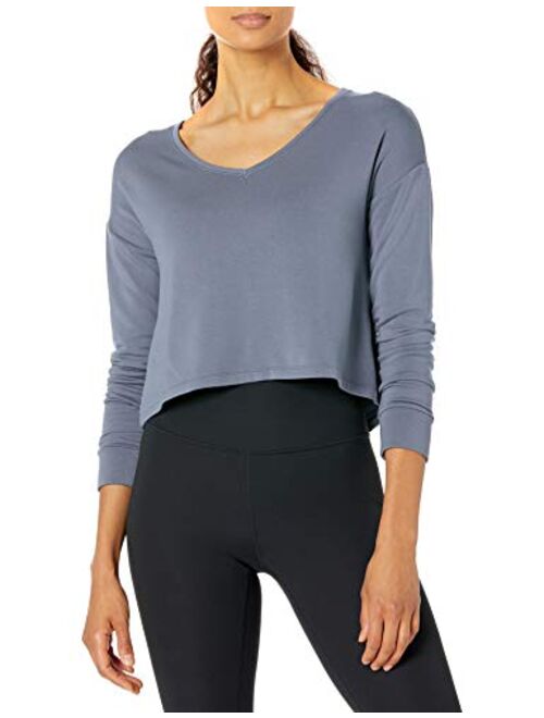 Core 10 Women's Cloud Soft Cropped Flow V-Neck Relaxed Fit Yoga Sweatshirt