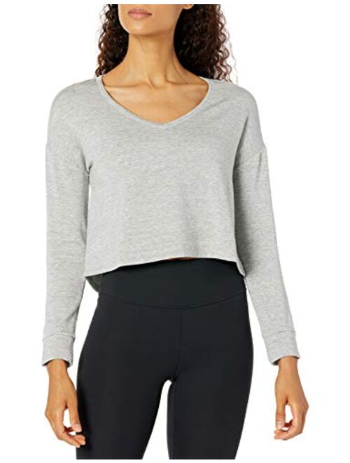 Core 10 Women's Cloud Soft Cropped Flow V-Neck Relaxed Fit Yoga Sweatshirt