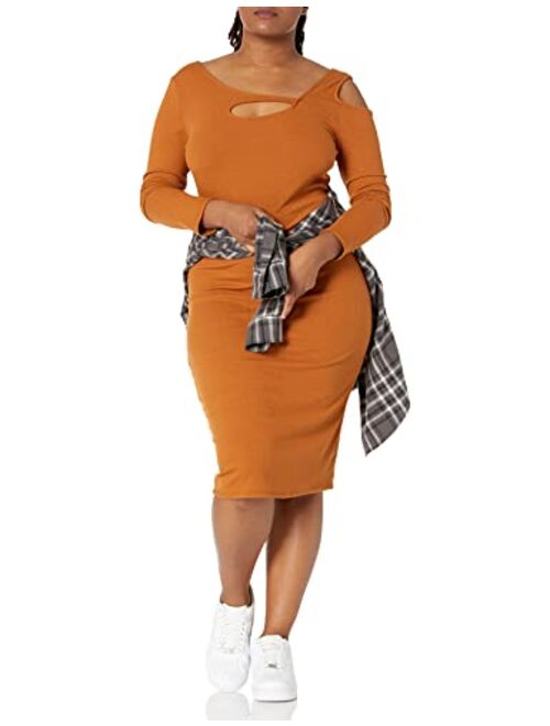 Wild Meadow Women's Long Sleeve Cutout Ribbed Midi Dress