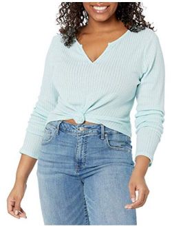 Wild Meadow Women's Long Sleeve Tie Front Pointelle Knit Top