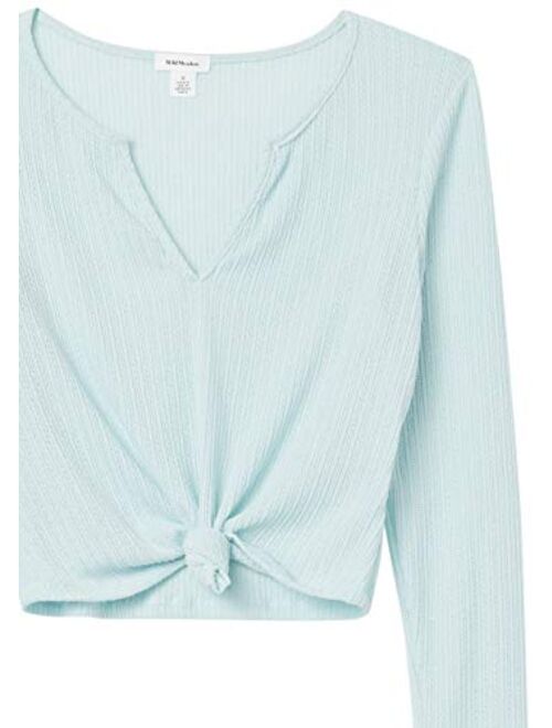 Wild Meadow Women's Long Sleeve Tie Front Pointelle Knit Top