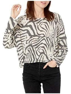 Wild Meadow Women's Long Sleeve Oversized Crop Lightweight Sweatshirt