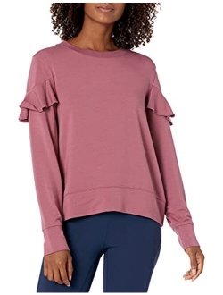 Women's (XS-3X) Cloud Soft Yoga Fleece Ruffle Sleeve Crew Sweatshirt