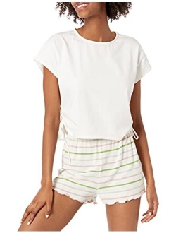 Wild Meadow Women's Ruched-Side Drawstring Short Sleeve Tee