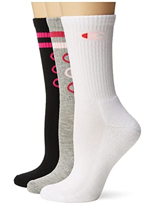 Champion womens Double Stripe Crew Sock, 3-pair