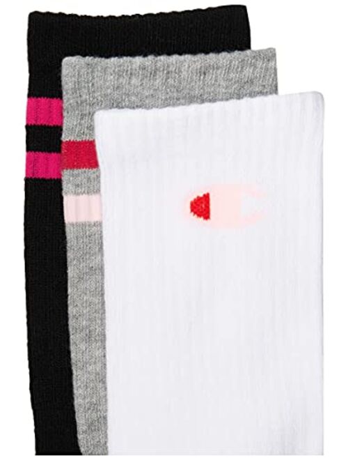 Champion womens Double Stripe Crew Sock, 3-pair