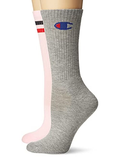 Champion womens Double Stripe Crew Sock, 3-pair