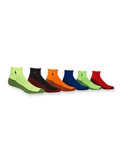 Men's Classic Sports Neon Marbled Quarter Socks - 6 Pairs