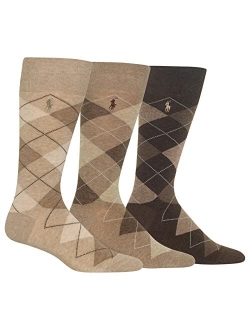 Mens' Extended Size Argyle Dress Socks 3-Pack