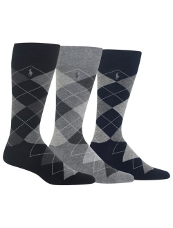 Ralph Lauren Men's Socks, Dress Argyle Crew 3 Pack Socks