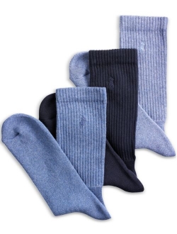 3 Pack Ribbed Cushion Foot Crew Men's Socks