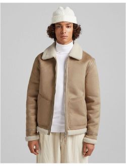 avaiator jacket in beige suede