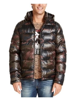 Men's Hooded Solid Water Resistance Puffer Jacket