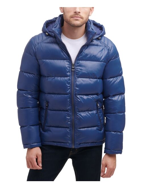 Guess Men's Hooded Solid Water Resistance Puffer Jacket