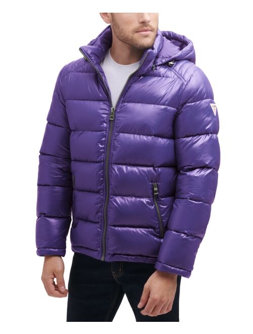 Guess Men's Hooded Solid Water Resistance Puffer Jacket