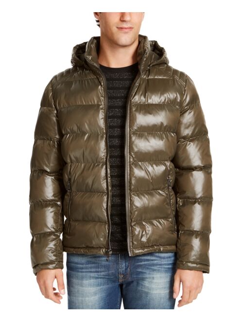 Guess Men's Hooded Solid Water Resistance Puffer Jacket