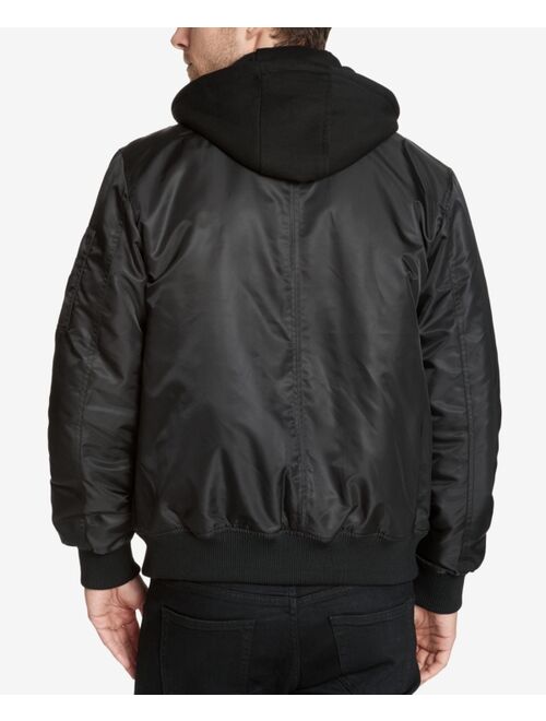 Guess Men's Bomber Jacket with Removable Hooded Inset