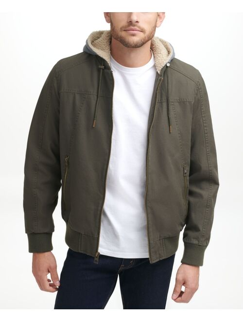 Guess Men's Hooded Sherpa Trim Bomber Jacket