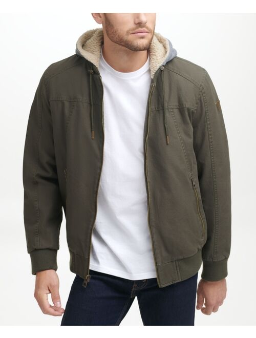 Guess Men's Hooded Sherpa Trim Bomber Jacket