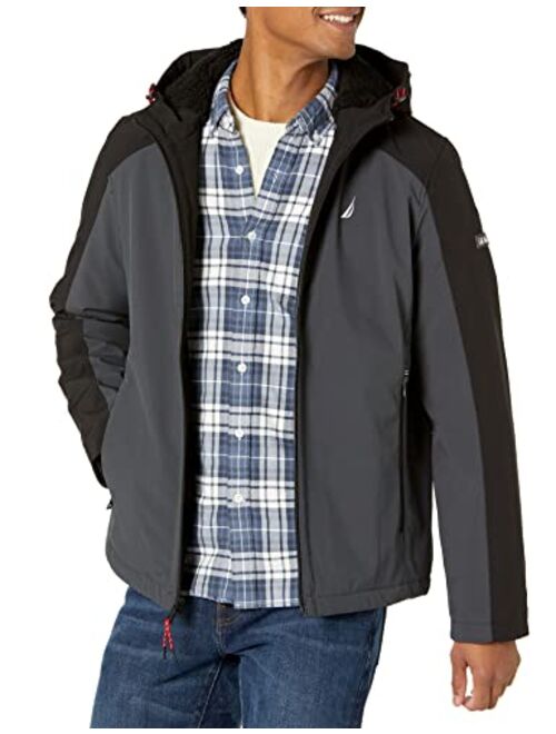 Nautica Men's Sherpa Lined Softshell Jacket with Hood, Water and Wind Resistant