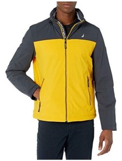 Men's Color Block Zip Front Jacket with Hidden Hood